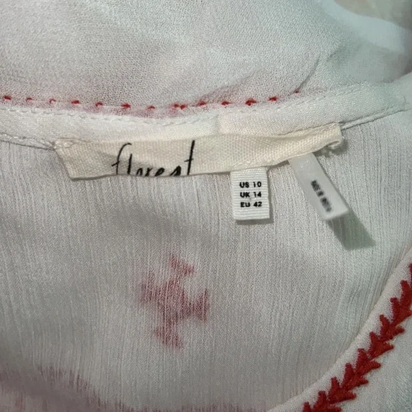 Floreat White Long Flared Sleeve Top with Red Embroidery - Picture 7 of 8